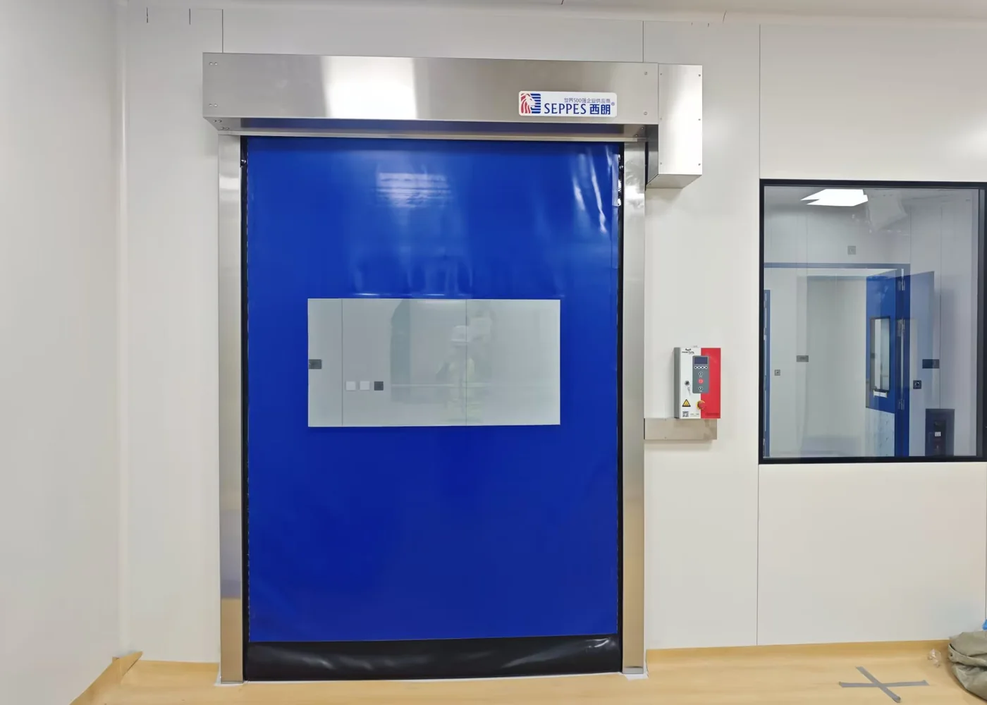 High-speed door in a clean food production access area