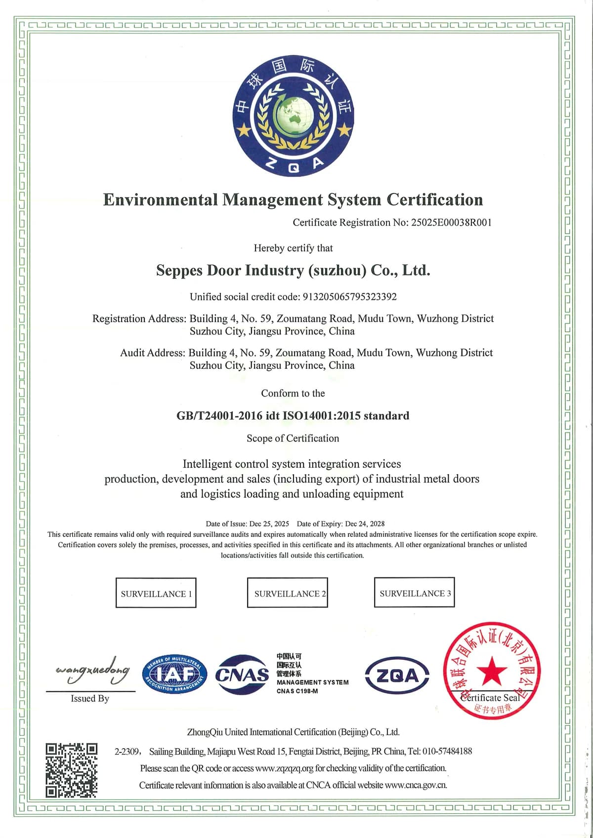ISO 14001:2015 Environmental Management certificate