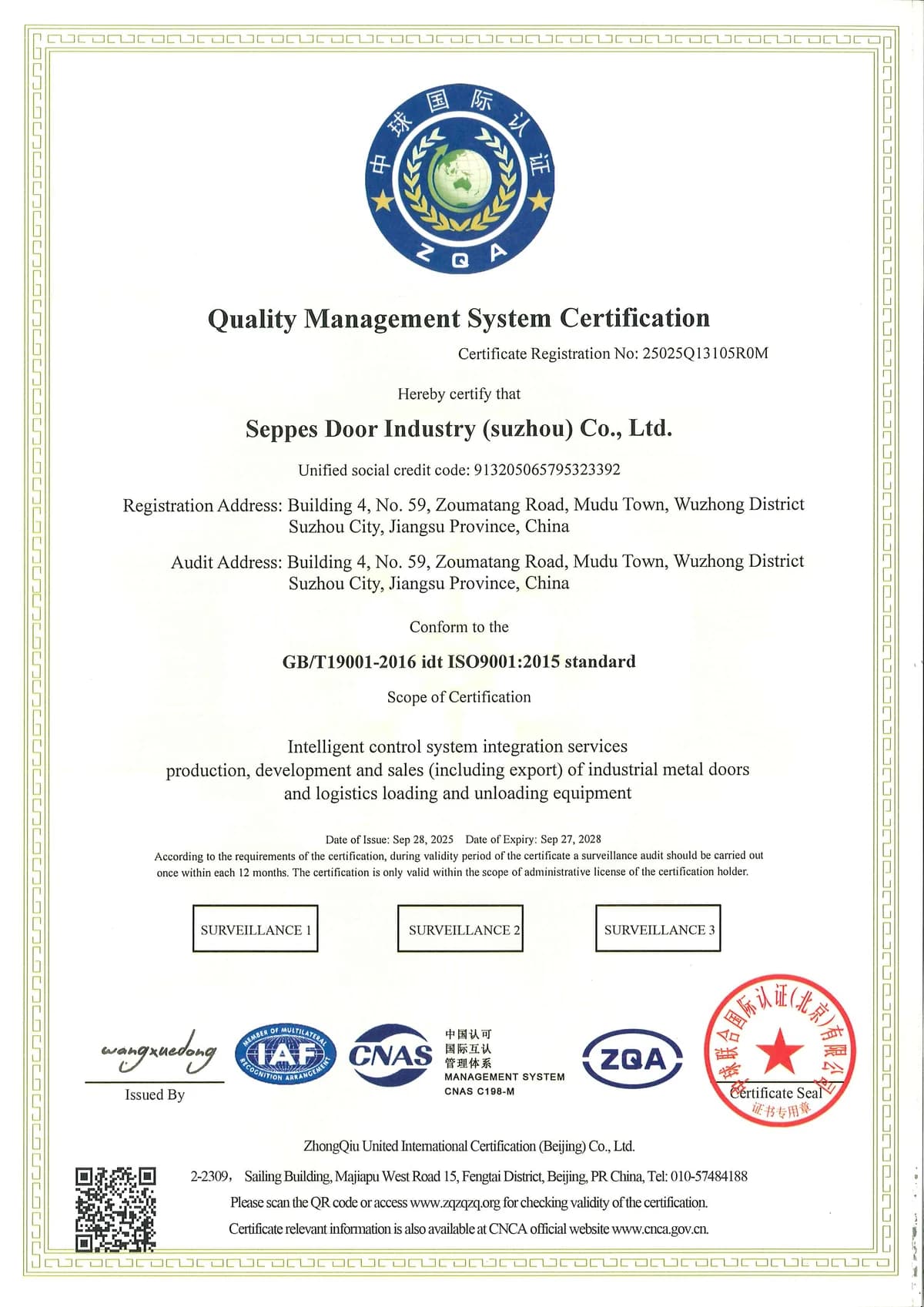ISO 9001:2015 Quality Management certificate